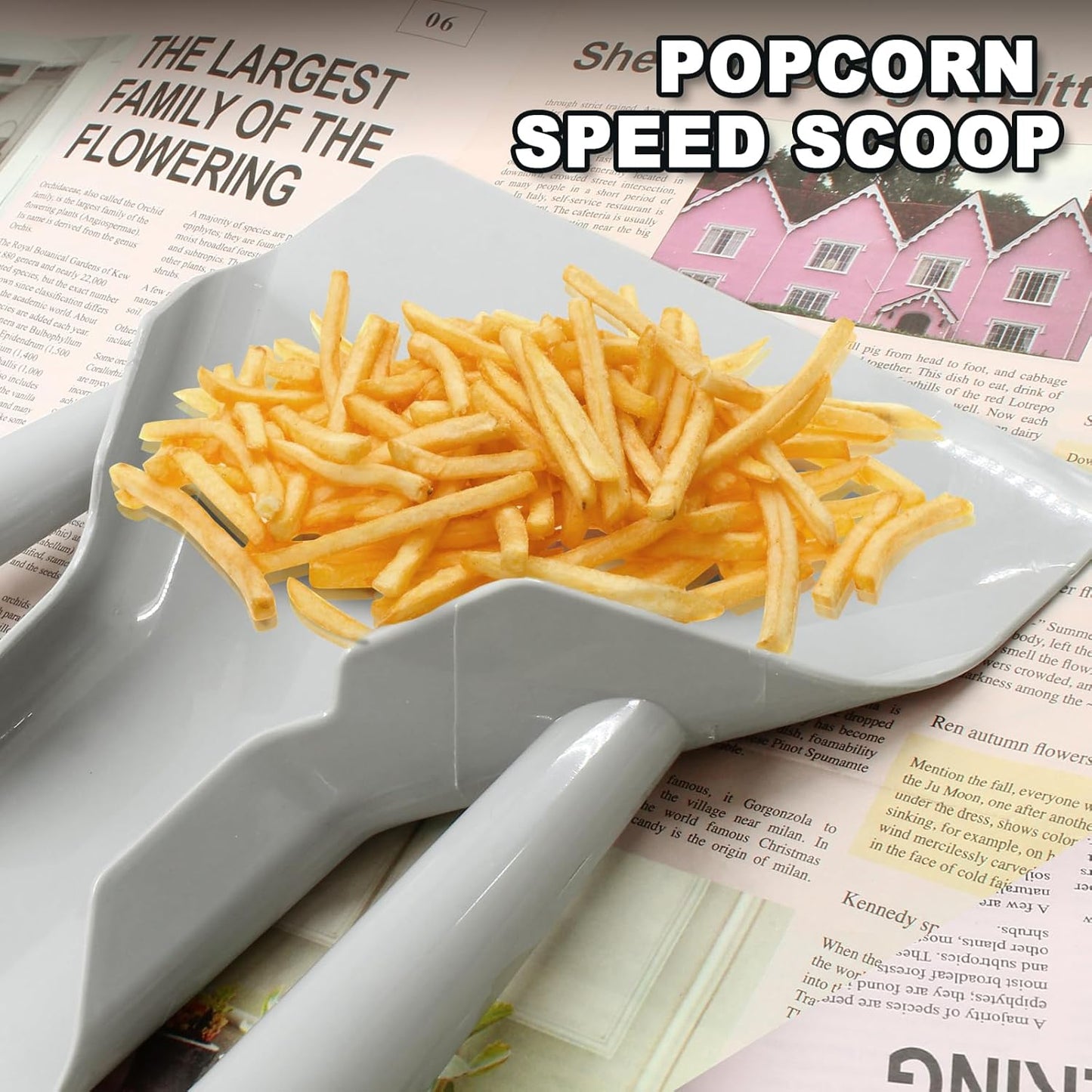 Biaungdo Polycarbonate French Fry Popcorn Scoop, French Fry Bagger, Quick Fill Tool for Bags & Boxes, Multipurpose Scooper for Food, Fries, Snacks, Desserts, Ice(Dual Handle)
