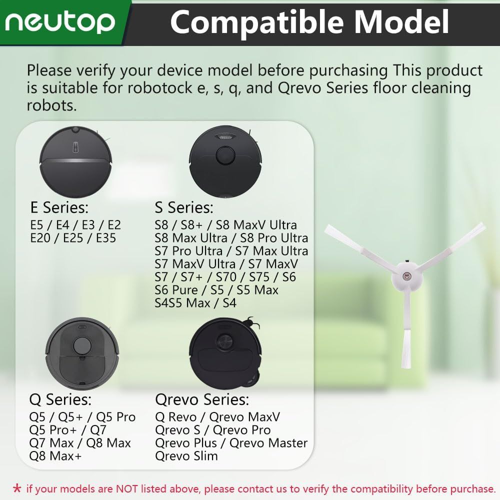 Replacement Side Brush, Compatible with  S8, S8+ Pro Ultra, Q Revo, Q5, Q7, Q8 Max, S7 Max Ultra, S7 MaxV, S6, S6 Pure, S5, S4, E4, E20, E25, E35, S50 Robot Vacuum, 9-Pack