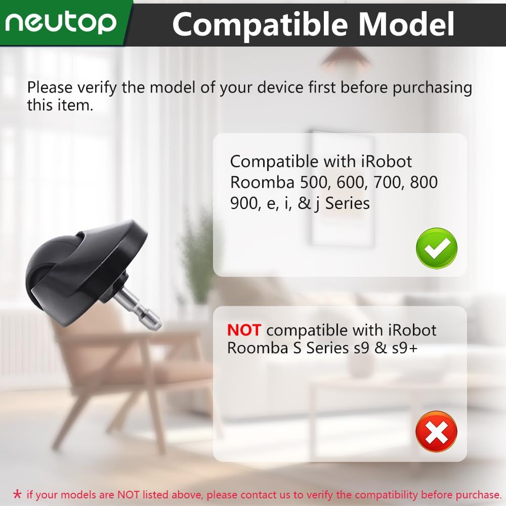 Replacement Part Caster ront Wheel Compatible with All iRobot Roomba 500, 600, 700, 800, 900, e, i, & j Series Robot Vacuum and Mop, 2-Pack.