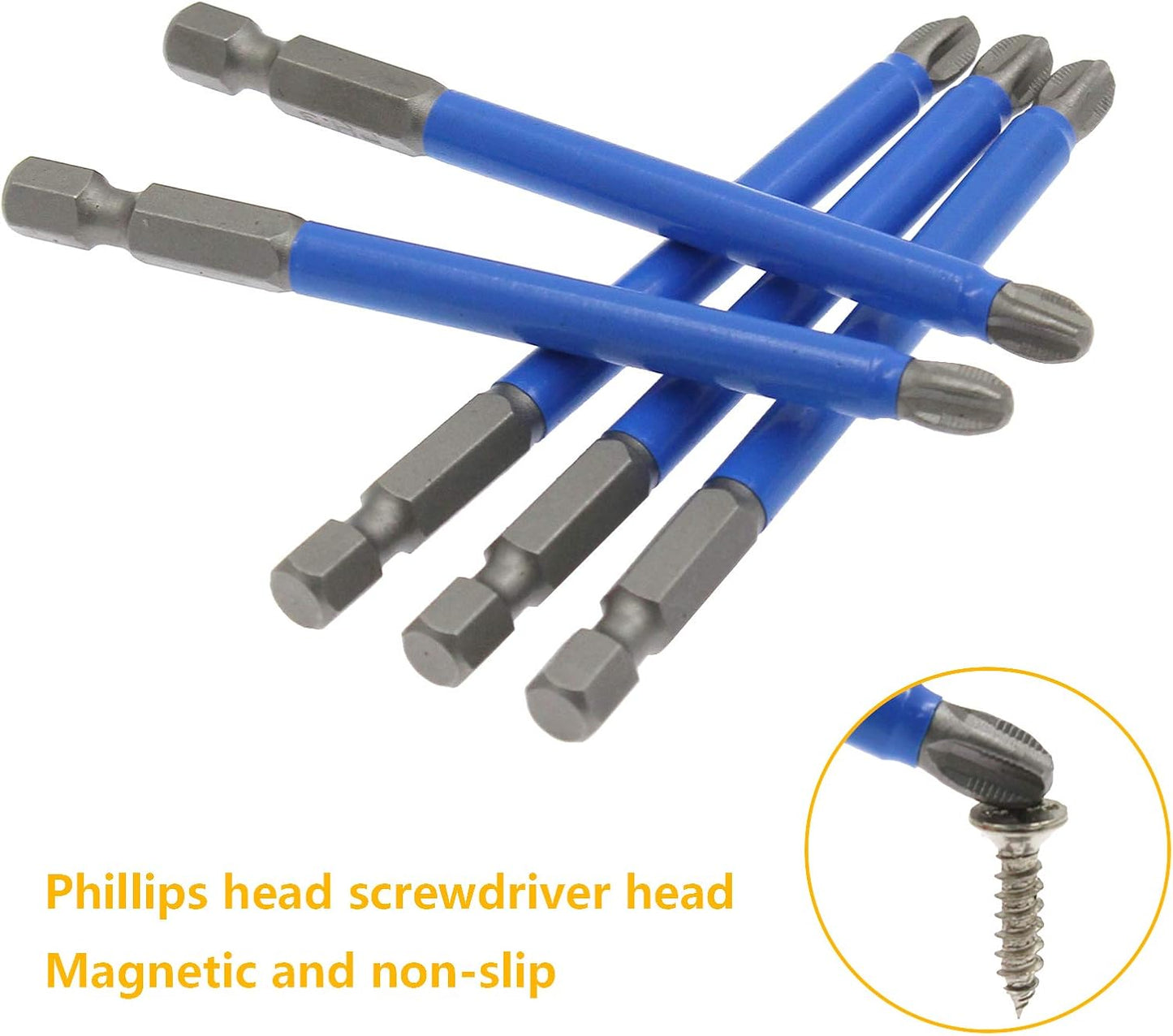 Biaungdo 10Pcs Magnetic PH3 Phillips Bits Set 3.5 inch Long Anti Slip #3 Bit (PH3 x 90MM)