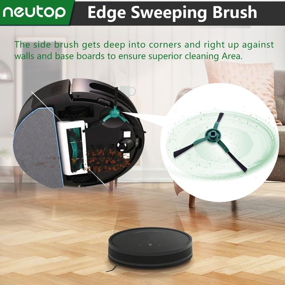 Edge-Sweeping Brush Side Brush Compatible with iRobot Roomba 705/505/504/405/205/105/104/Essential Series Robot Vacuums, 12-Pack