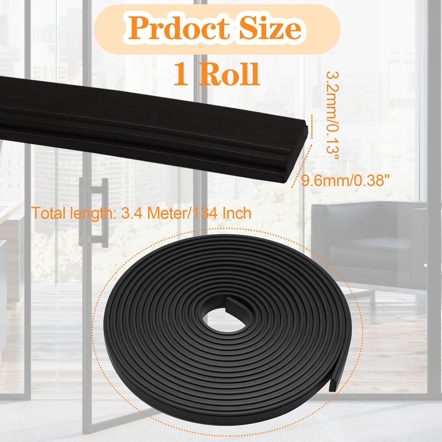 Biaungdo 134 Inch Flexible Shower Door Magnetic Strip, 1 Roll Insert Shower Door Replacement Seal Strip Waterproof Long Shower Door Strip for Framed Semi Framed Swinging Glass Shower Doors, Black