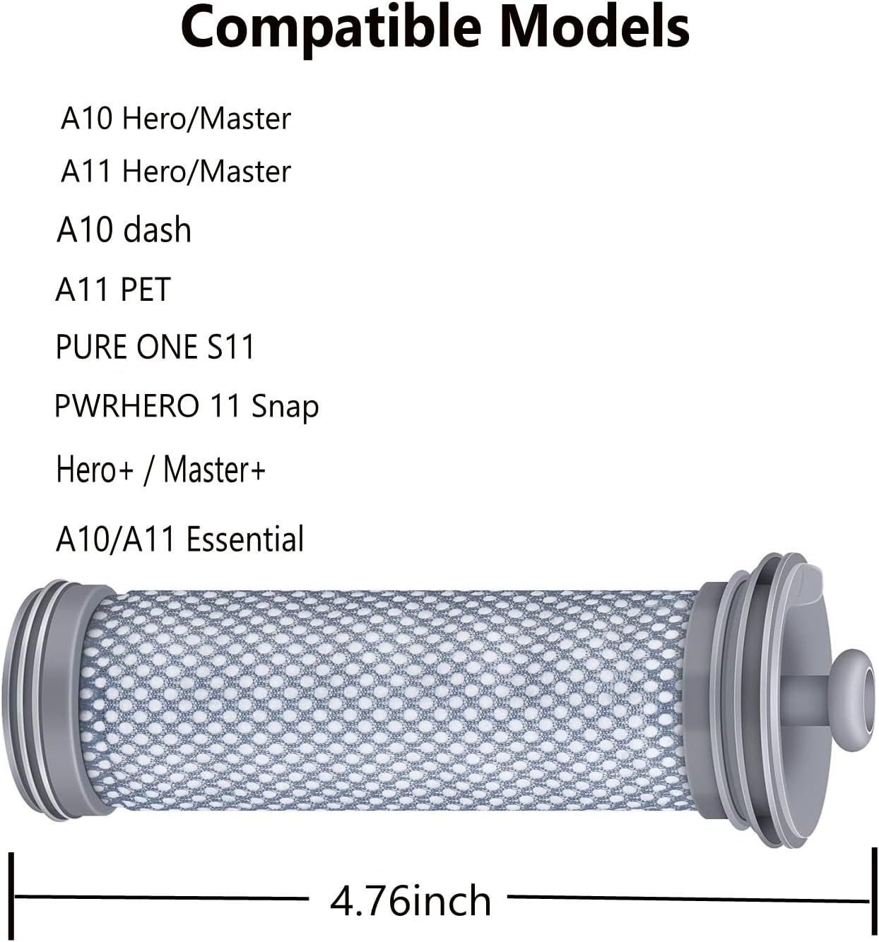 A10 A11 ilter Replacement or Tineco A10/A11 Hero, A10/A11 Master PURE ONE S11, PWRHERO11 Snap Cordless Vacuum Cleaner, Improve Suction/Washable/Reusable ilter Perect or Pet Hair, Dirt, Dust