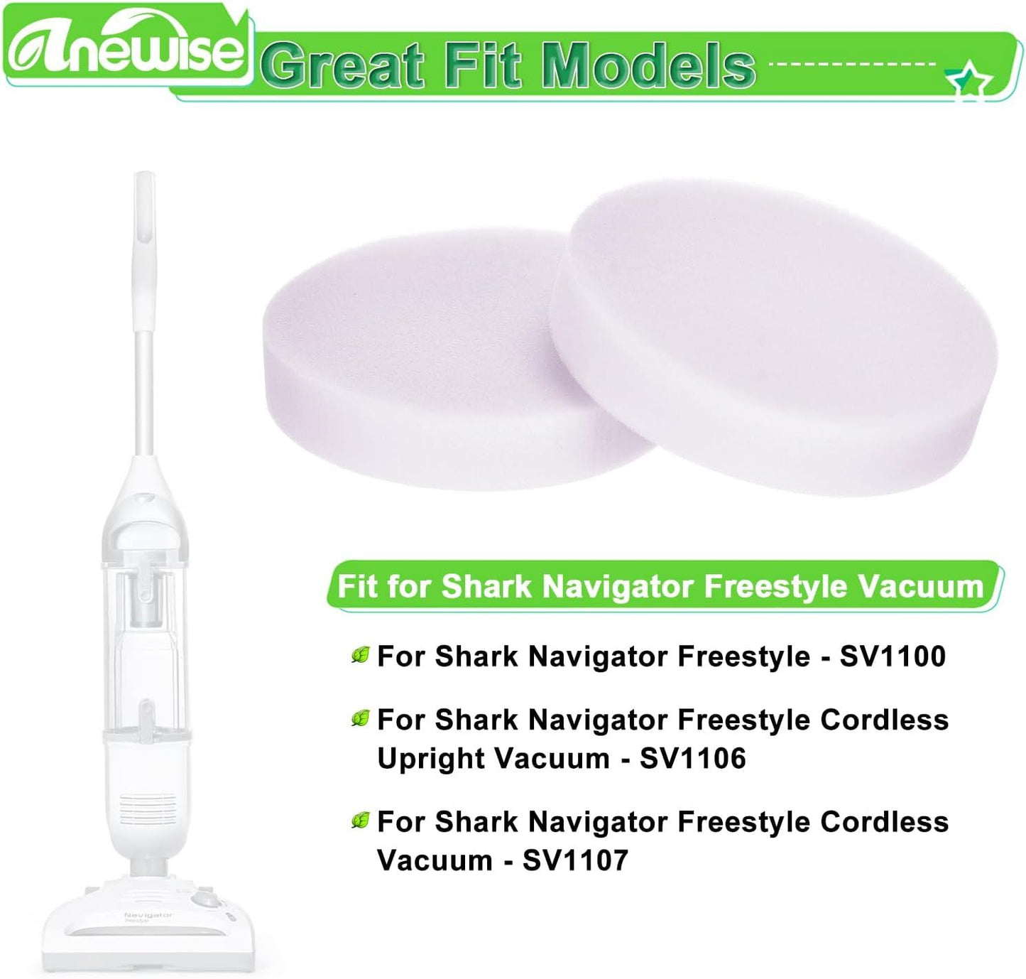 4 Pack SV1106 ilter or Shark Navigator reestyle SV1112, SV1106, SV1107 and SV1100 Cordless Upright Vacuum. Compare to Part # X1100T