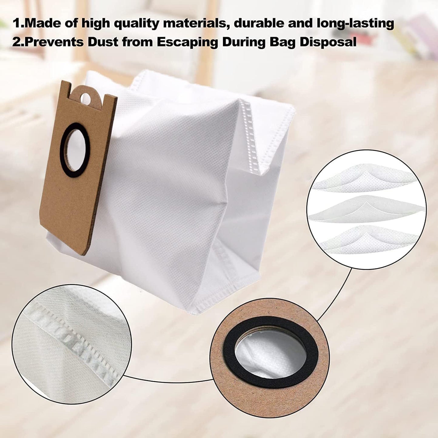 6 Pack Dust Bags or iHome AutoVac Nova Sel Empty Robot Vacuum Replacement Accessory Parts