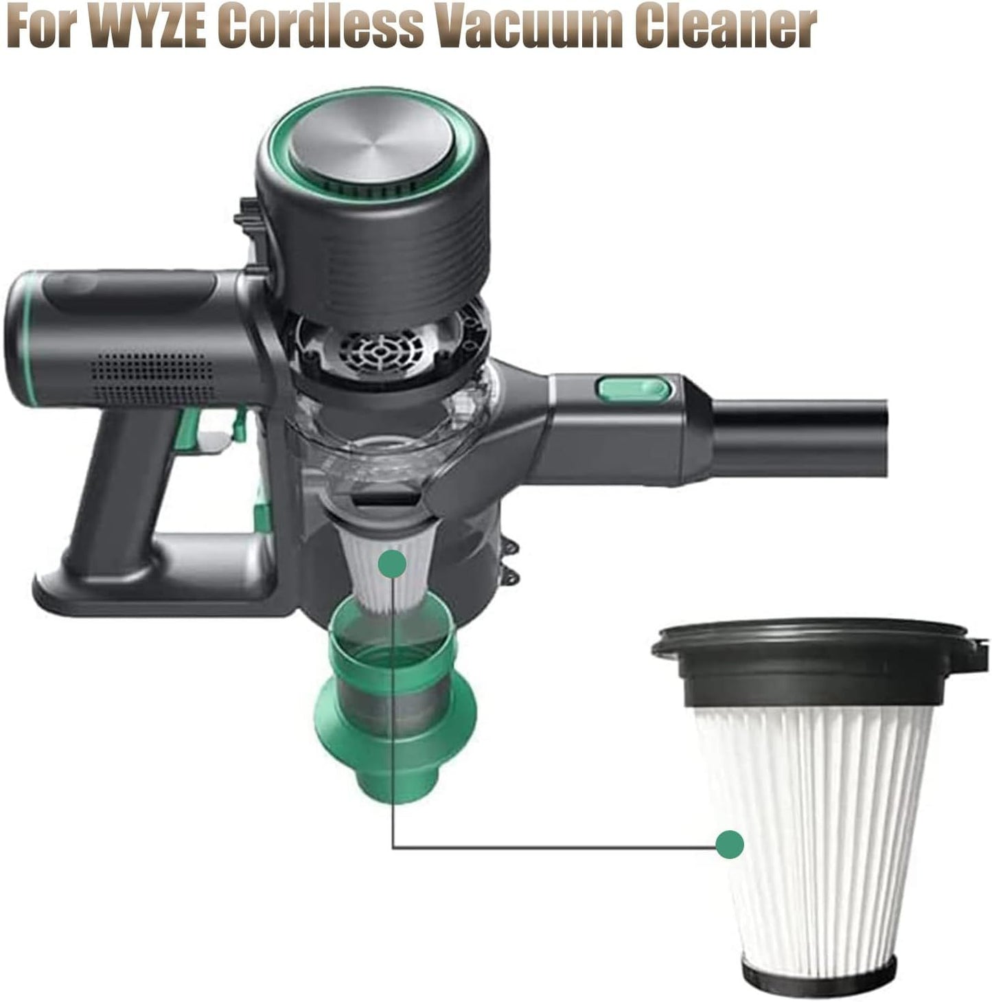 2 Pack Hepa ilter Replacement or Wyze Cordless Vacuum Cleaner Accessories Parts with Cleaning Brush