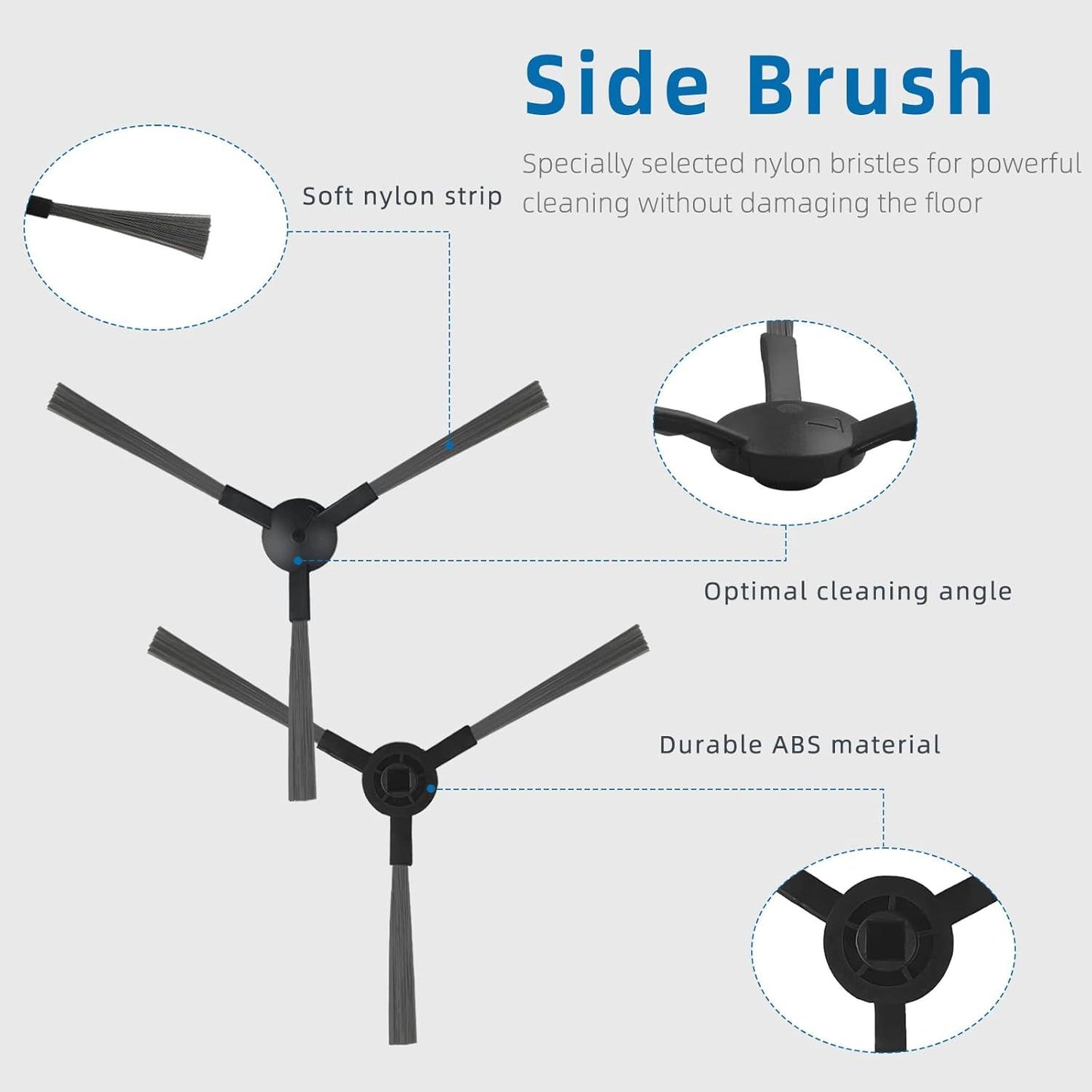 Replacement Parts or MAMNV BR150 BR151 BR152 BR153 BR154 also it ZCWA, GTTVO, ONSON, SHELIKI Robotic Cleaners: 4 Side Brushes, 4 HEPA ilters, 2 Mop Pads