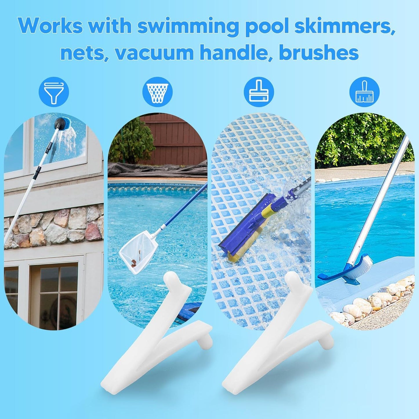 Pool Butterly Clips V-Clips Attachment Clips Replacement or Pool Spa Brush Lea Rake Lea Skimmer (24 Pack)