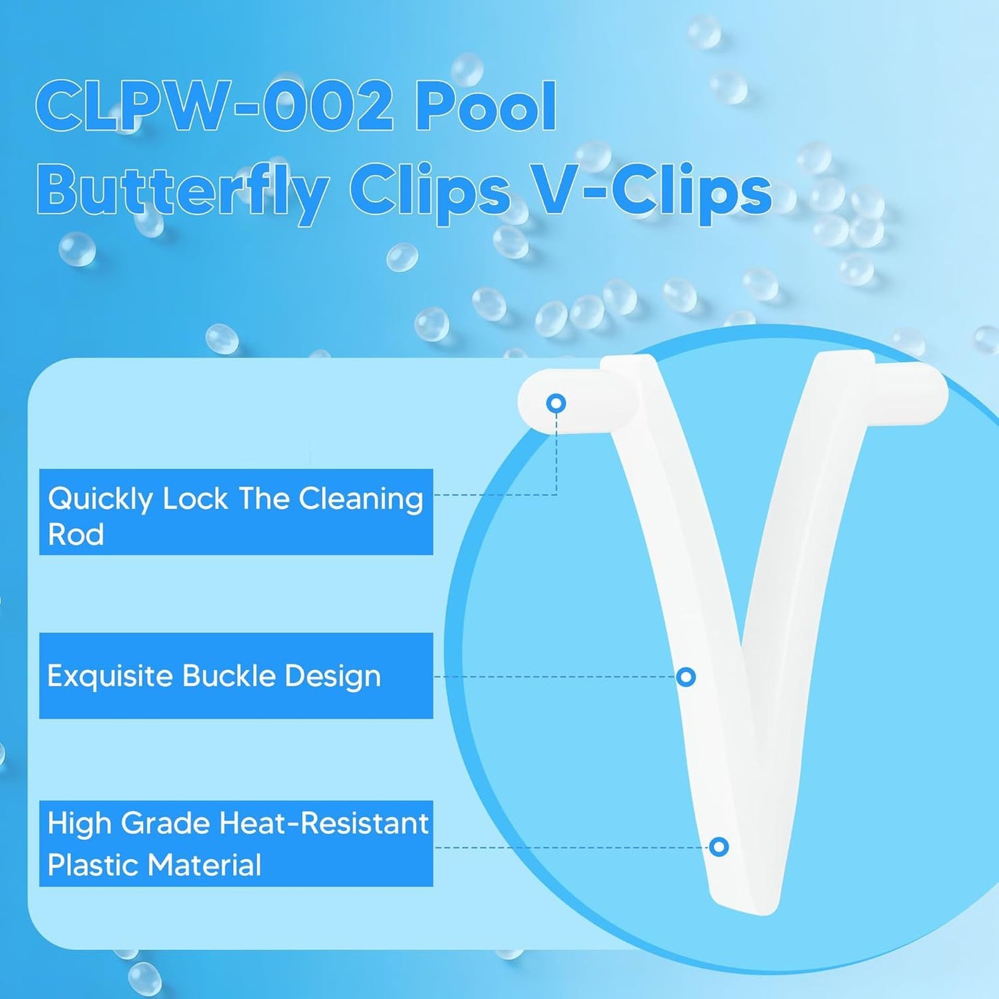 Pool Butterly Clips V-Clips Attachment Clips Replacement or Pool Spa Brush Lea Rake Lea Skimmer (24 Pack)