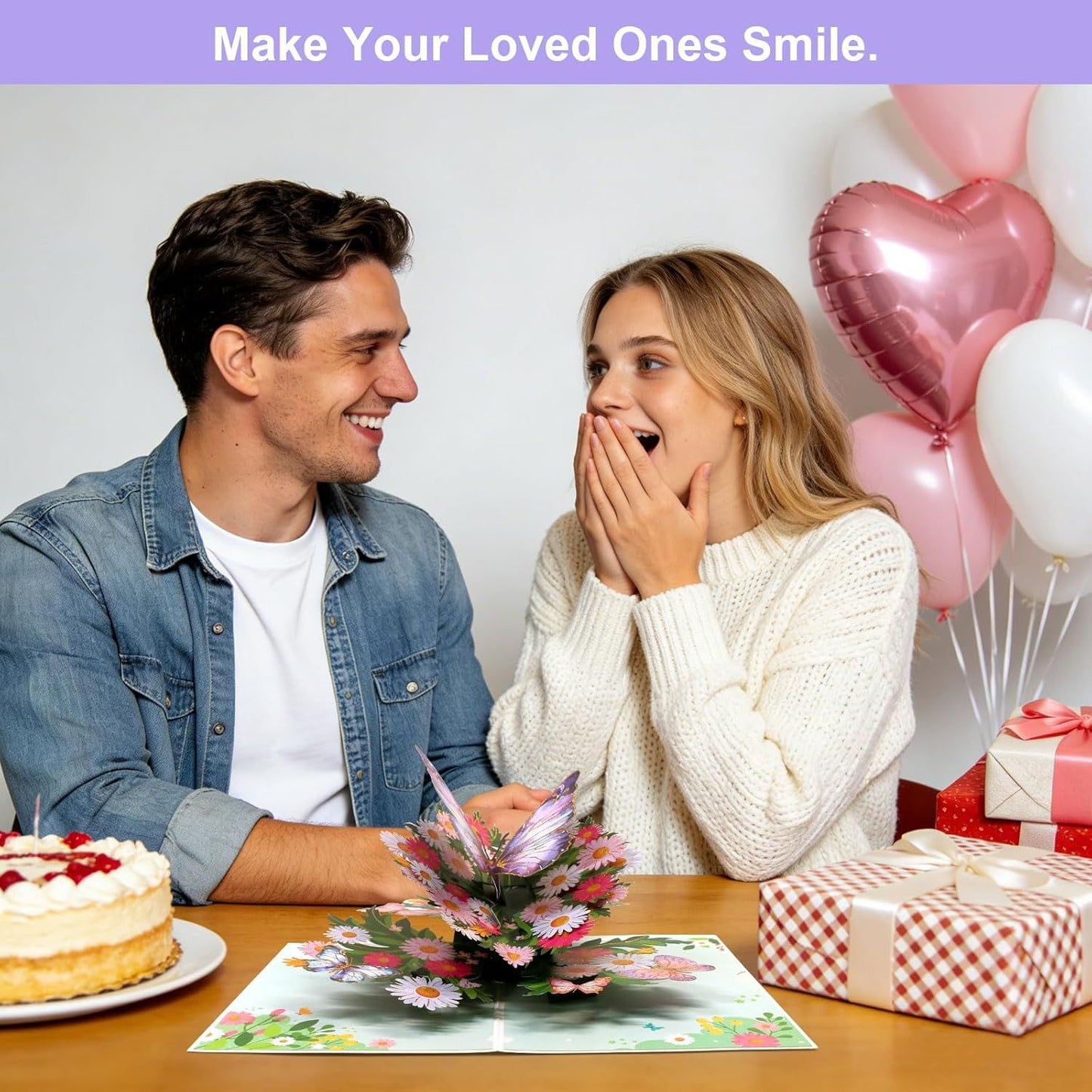 Birthday Card or Wie, Beautiul 3D Butterly Pop-Up Greeting Card with Envelope, Heartelt Birthday Gits or Wie, Husband, Girlriend, Mom, Dad, Sister, riend on Special Day (Purple)