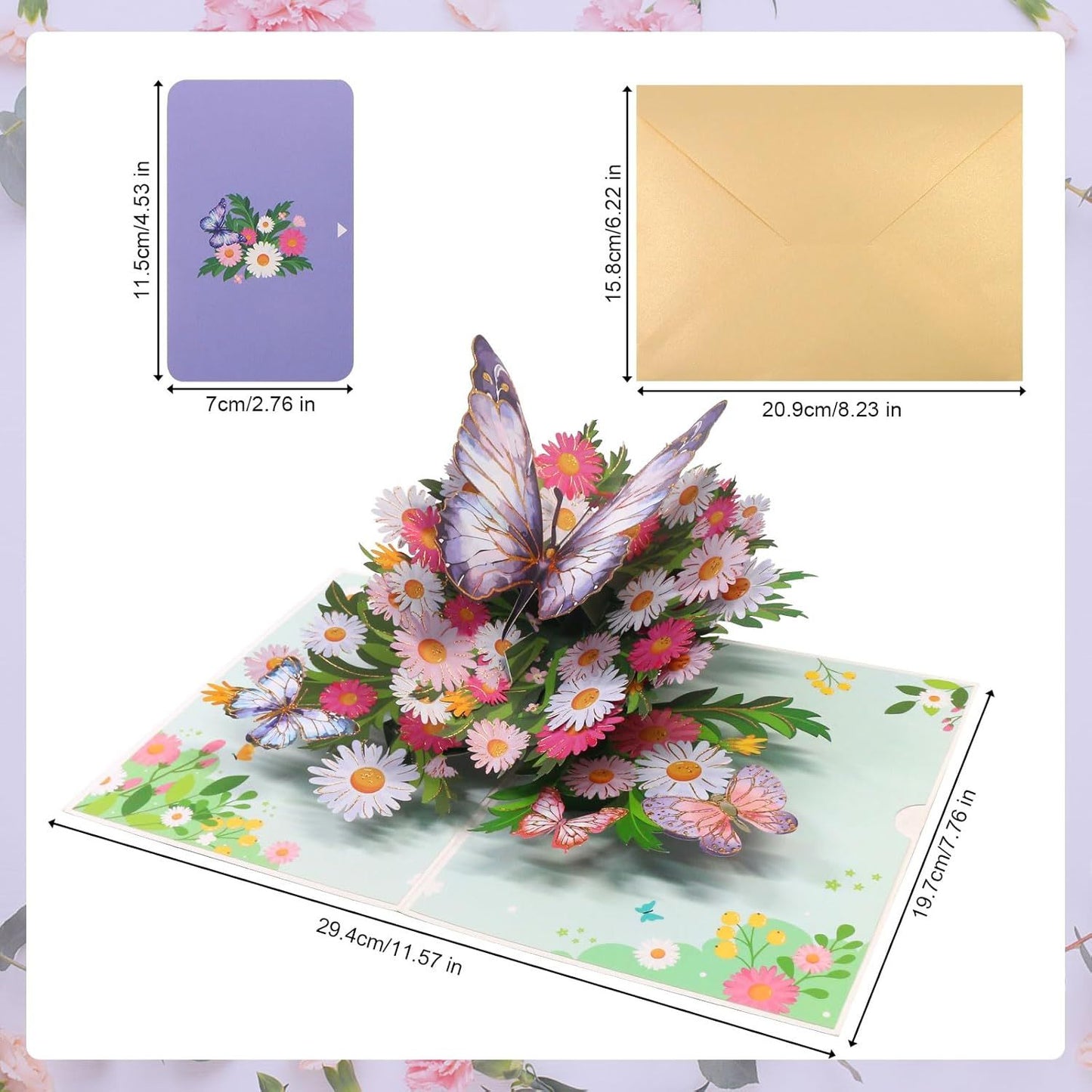 Birthday Card or Wie, Beautiul 3D Butterly Pop-Up Greeting Card with Envelope, Heartelt Birthday Gits or Wie, Husband, Girlriend, Mom, Dad, Sister, riend on Special Day (Purple)