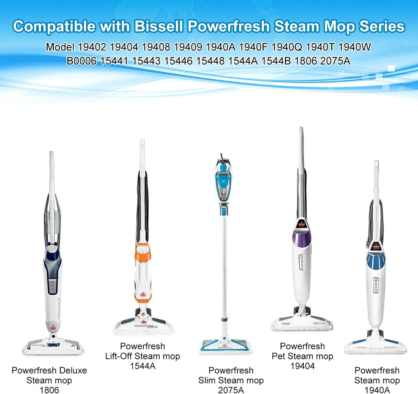 Steam Mop Replacement Pads Compatible with Bissell Powerresh Mop Pads or Bissell 1940 1806 1544 1440 2075 2685 2814 Series Mops Resuable loor Steamer Mop Pad Reills or Dry & Wet Cleaning, 4 Pack