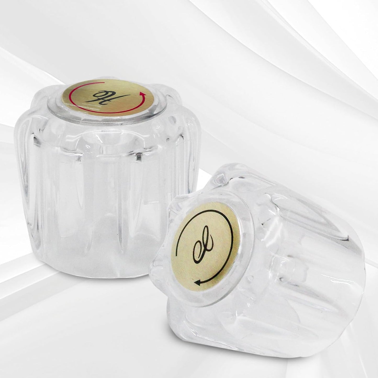 Biaungdo Clear Shower Knob Replacement Set of 2, Bathtub Faucet Handles Include Hot and Cold Shower Knob for Remodeling Trim, with Screws & Screwdriver