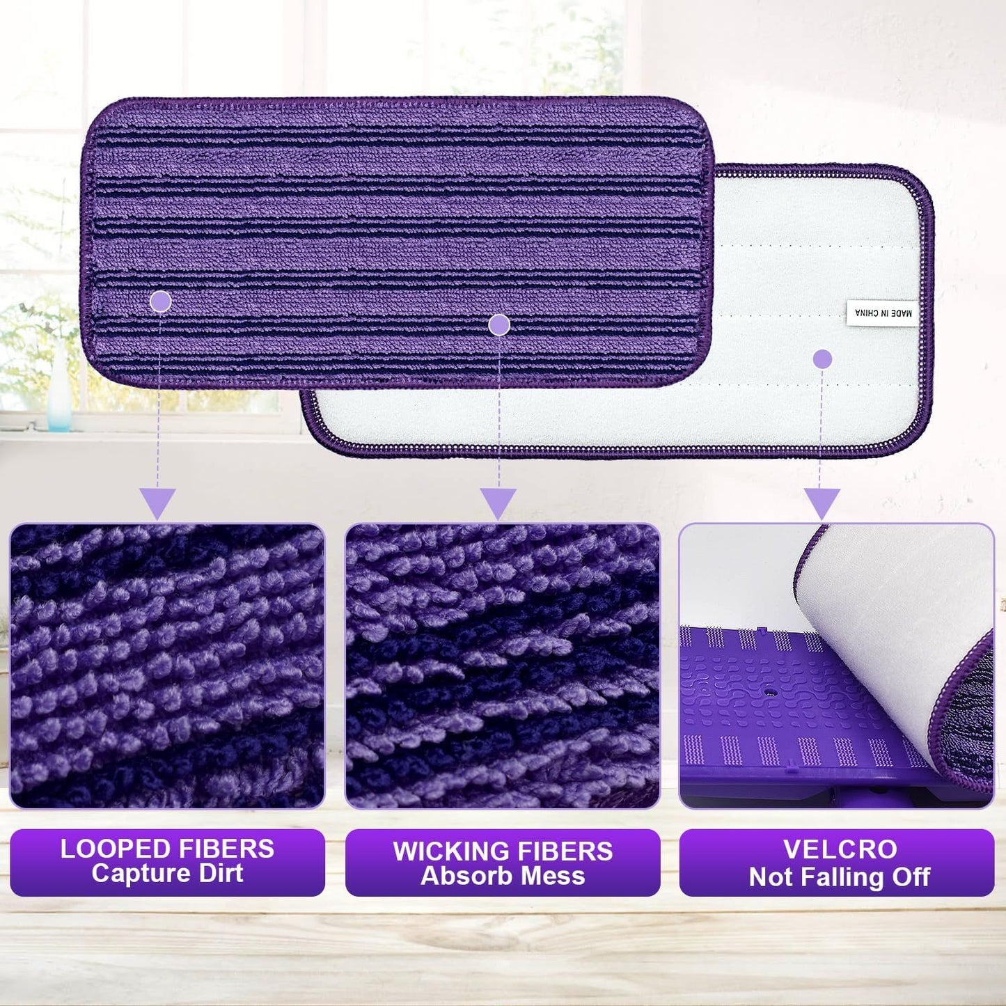 Updated & Innovative Cationic Mop Pads or Swier Wet Jet and Most Velcro 10" 11" 12" Spray Mops, Reusable Swier Wet Jet Mop Pads Replacement