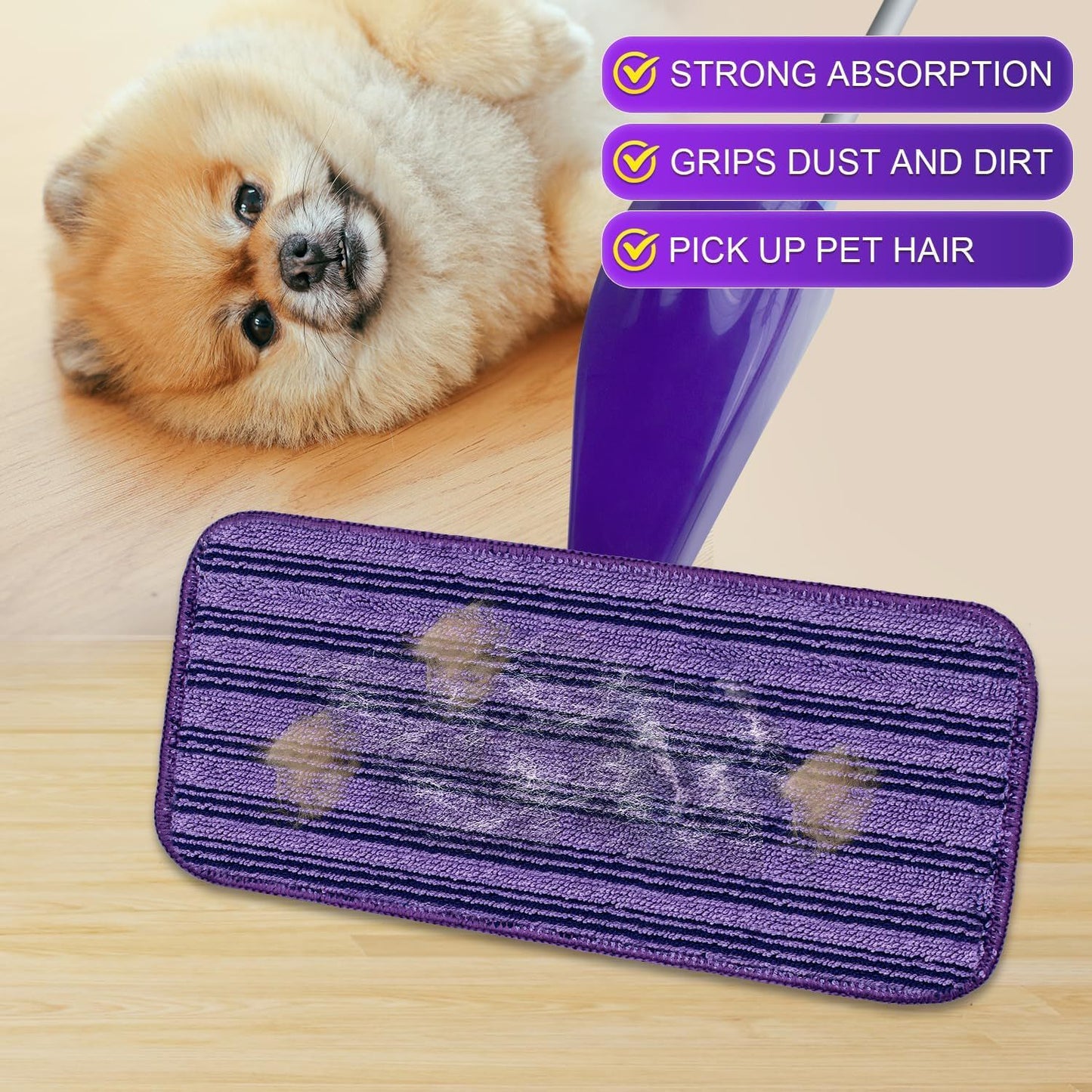 Updated & Innovative Cationic Mop Pads or Swier Wet Jet and Most Velcro 10" 11" 12" Spray Mops, Reusable Swier Wet Jet Mop Pads Replacement