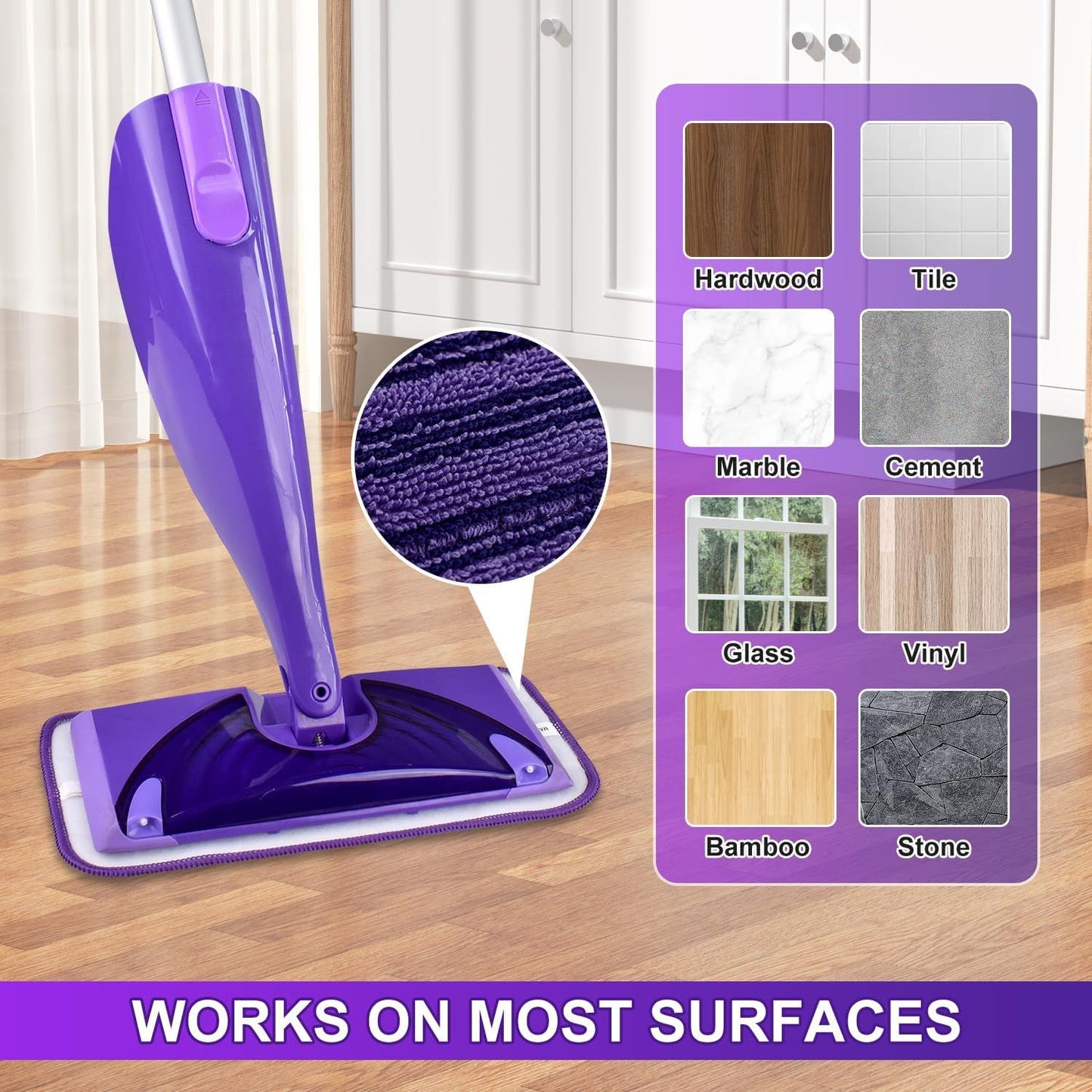 Updated & Innovative Cationic Mop Pads or Swier Wet Jet and Most Velcro 10" 11" 12" Spray Mops, Reusable Swier Wet Jet Mop Pads Replacement