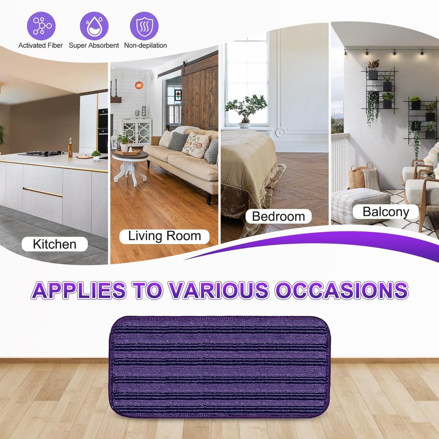 Updated & Innovative Cationic Mop Pads or Swier Wet Jet and Most Velcro 10" 11" 12" Spray Mops, Reusable Swier Wet Jet Mop Pads Replacement