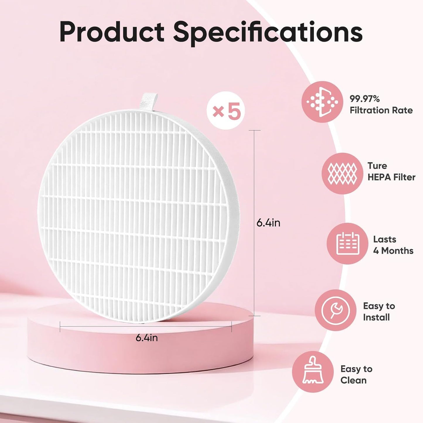 5 Pack Nail Dust Collector ilters Compatible with Melody Susie Dust Collector, Models HPro/SProR, ilters 99% o Nail Dust, Reusable & Easy to Clean