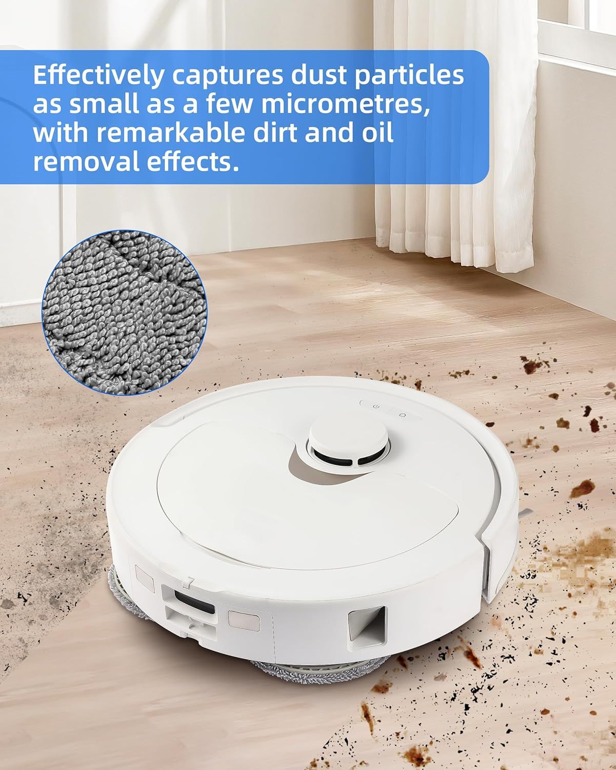 Robot Vacuum and Mop Pads 10 Pack or  QV 35A/Saros 10R/Q Revo/Qrevo S/Qrevo Pro/Qrevo Plus/Qrevo Master/Qrevo Slim/Qrevo Curv/Qrevo Edge Robot Vacuum Cleaner, High-Twist Braided Microiber