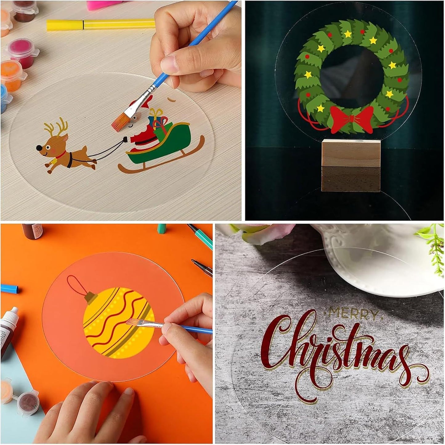 30 Pcs 3 Inch Acrylic Circle Blanks Clear Disc Round Transparent Acrylic Coasters Ornament Blanks Miniature Bases or Crats Christmas Ornament DIY Art Projects Suplies