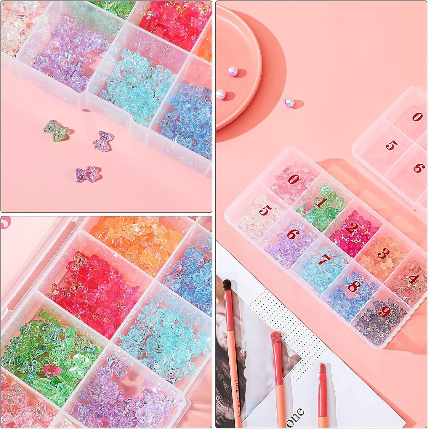 2 Pieces Nail Tip Box Empty alse Nail Tips Organizer Box with 10 Number Spaces Storage Case Container Nails Plastic Grid Boxes or ingernail Crystal Jewelry Accessories(White)