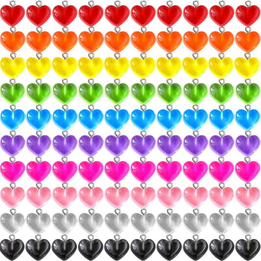 Heart Charms Pendant Colorul Love Heart Candy Keychains Charm Necklace Earring Pendant or DIY Jewelry Crats Supplies