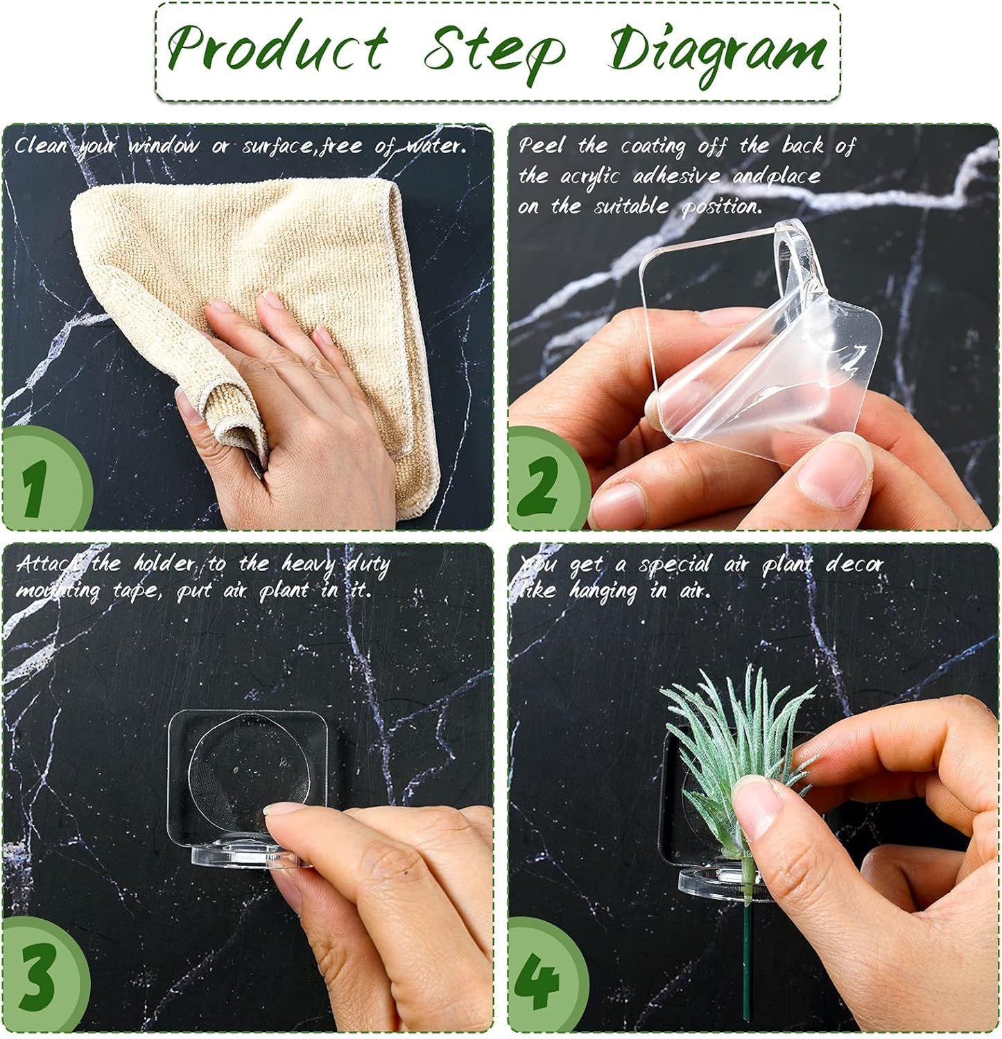 12 Pcs Acrylic Air Plants Holder Hanger with Mounting Tape or Hanging Air Plants on Glass Display Home Decoration