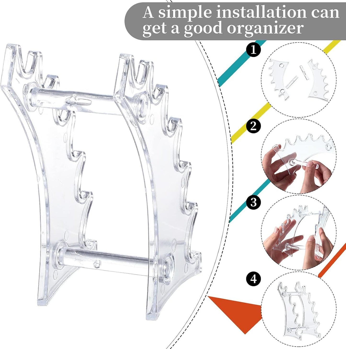 2 Pieces Plastic Pen Holder Stand 6-Slots Pencil Display Makeup Brush Rack Organizer Vertical Pencil Show Tool Rack Acrylic Pen Holder or Oice Home(Clear)