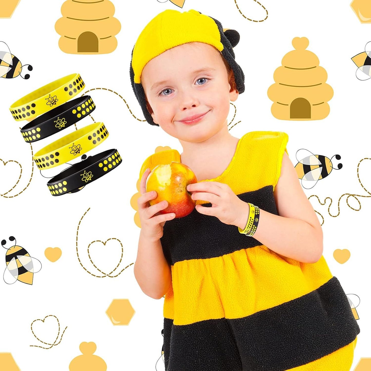 60 Pcs Bee Silicone Bracelets Bulk, Honeybee Party avors or World Bee Day Honeybee Theme Party Birthday Baby Shower Classroom Goodie Bags iller Supplies, 2 Colors