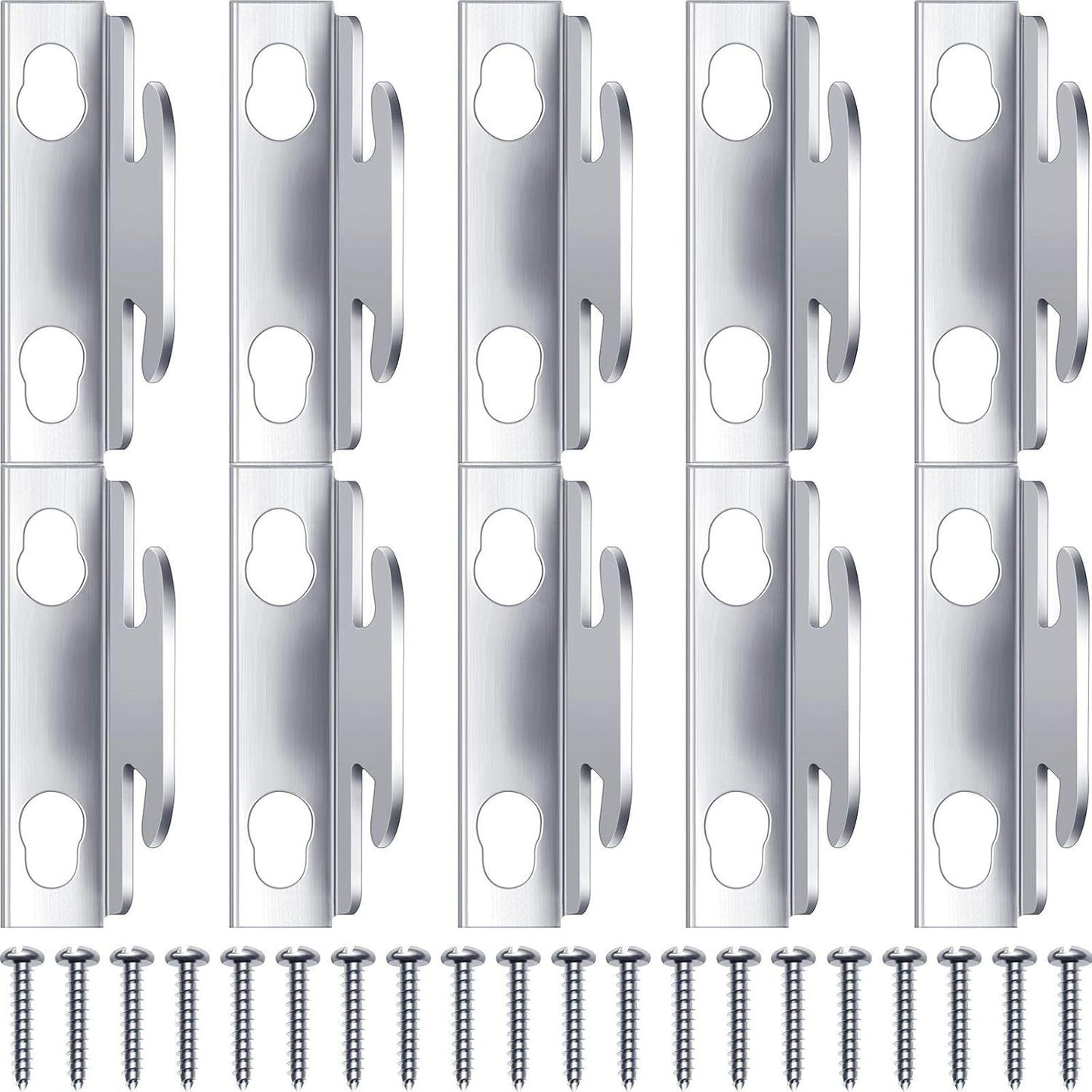 Curtain Rod Brackets & Hooks Accessories - Adjustable Sets with Screws & Support Hangers or Home & Kitchen (10 Sets)