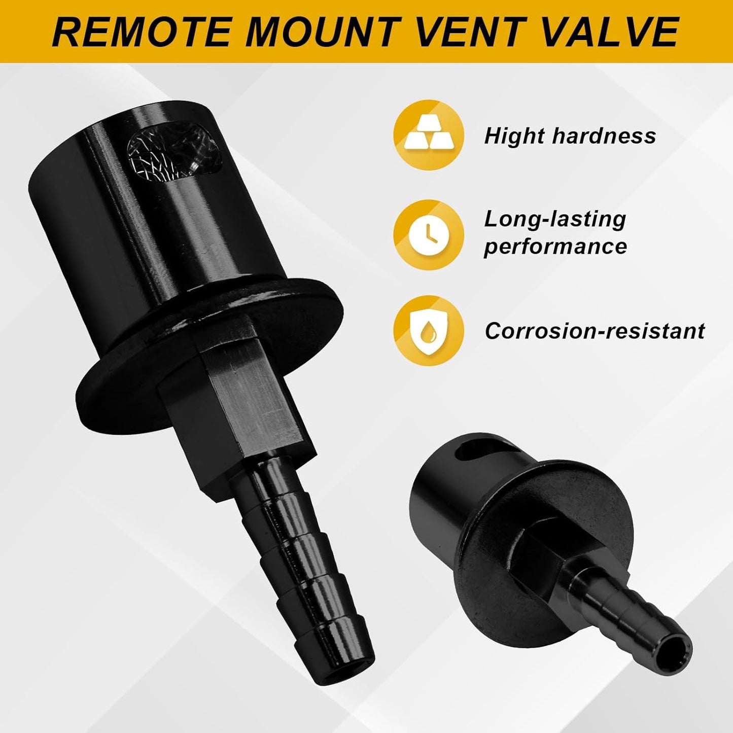 Biaungdo Black Fuel Tanks Remote Mount Vent Valve, 5/16 Inch Hose Barb Size Tank Vent Line Replacement Part