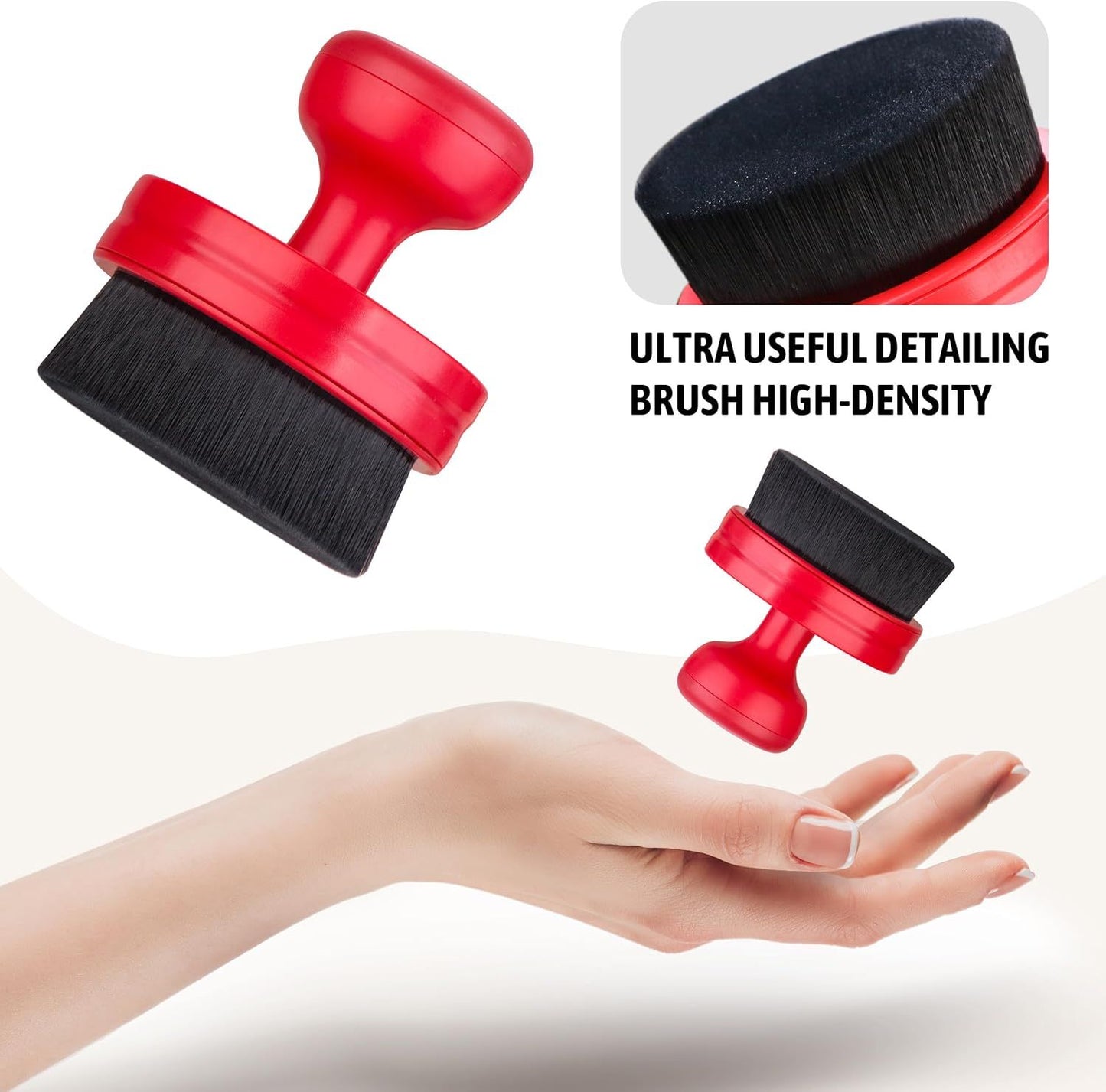 Tire Shine Applicator,Vegan Tire Shine Brush with Stand or Auto Detailing Cleaning Service (Black+Red)