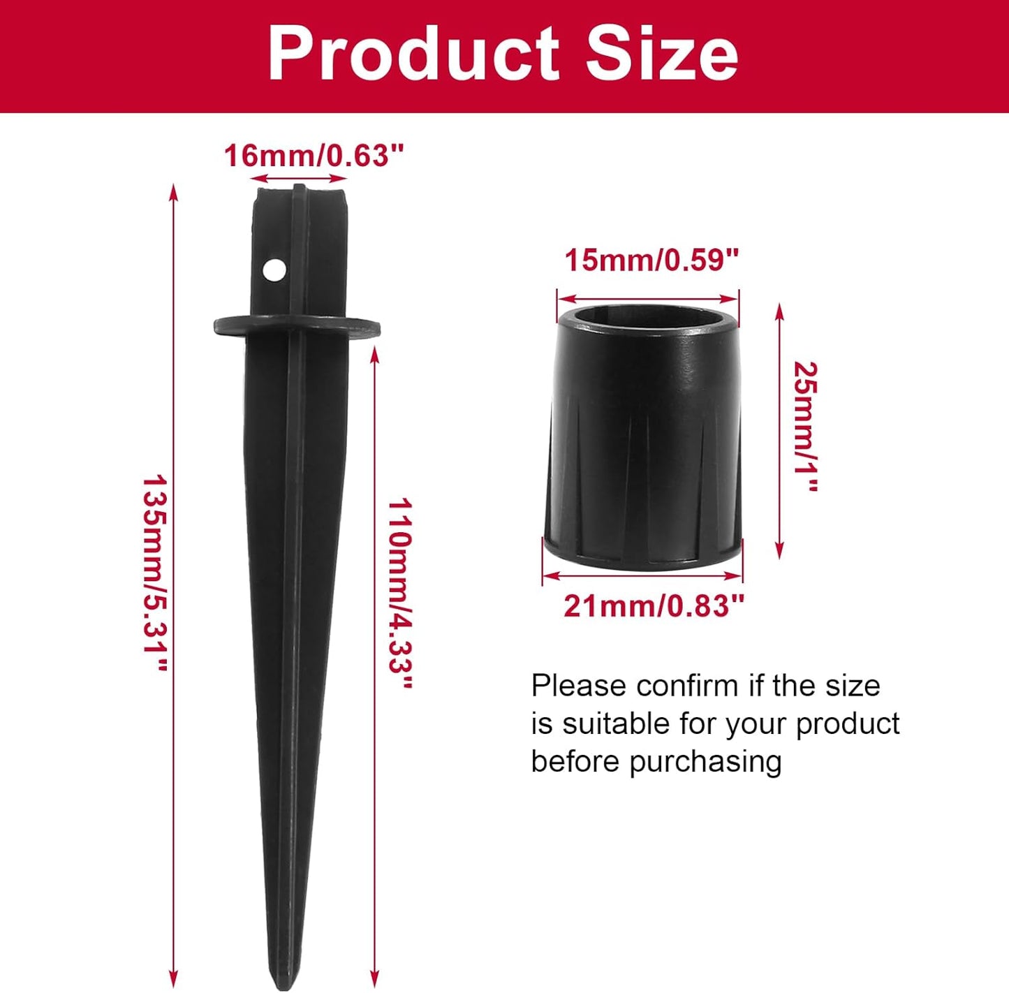 Biaungdo 8 Pack Metal Stakes, 5.3 Inch Solar Light Replacement Stakes, Black Outdoor Ground Stake for Yard Landscape Garden Pathway Patio Lamps Pole
