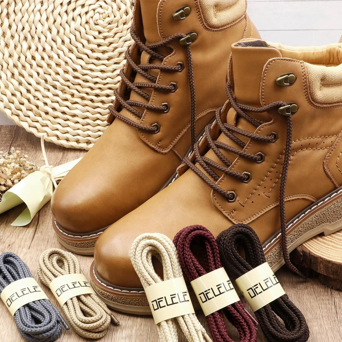 Round Braided Hiking Shoelaces: Work Climbing Shoe Laces or Boot 2 Pair