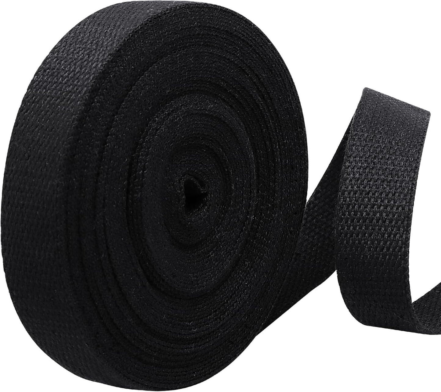 Biaungdo 1 Inch 12 Yards Cotton Webbing Straps, Black Polyester Weave Webbing for Bags Handles, Tote Bag, Purse Straps, Cloth Belt, Sewing DIY Crafts Bags Making