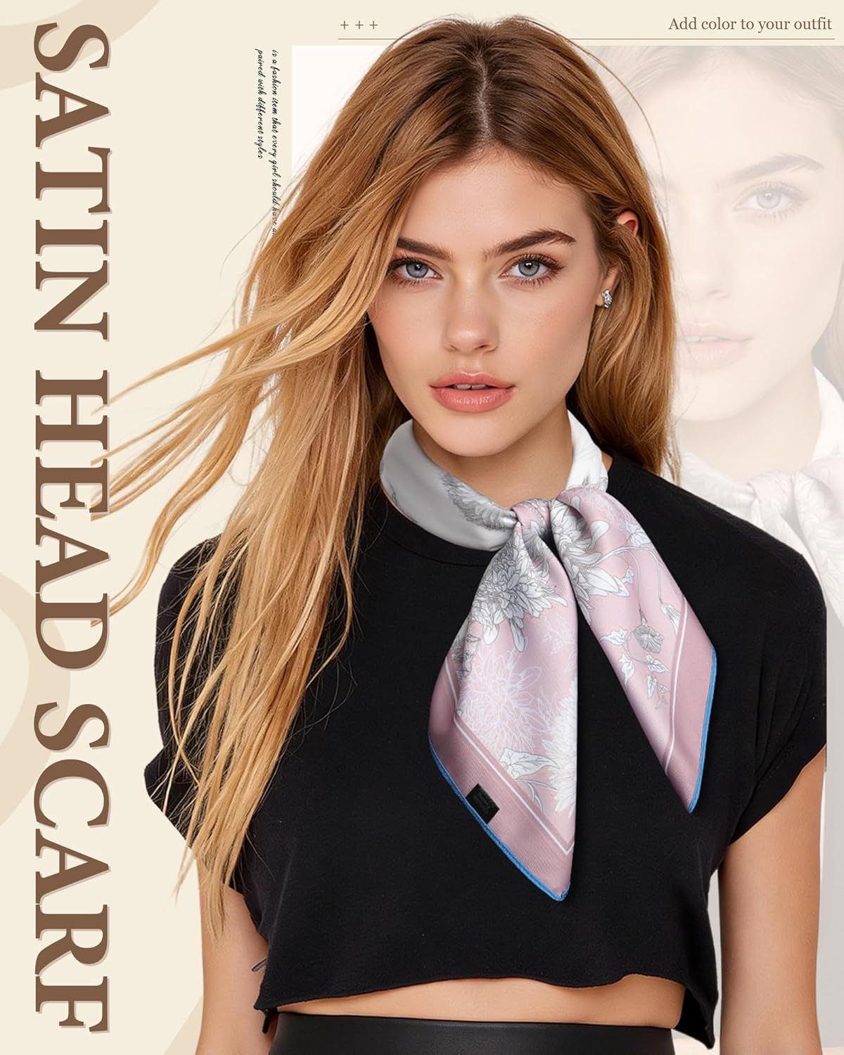 27.5” Head Scar or Women - Reversible Like Silk Scar Satin Hair Bandanas Women Headscar Head Wrap Sleep Scar Neck
