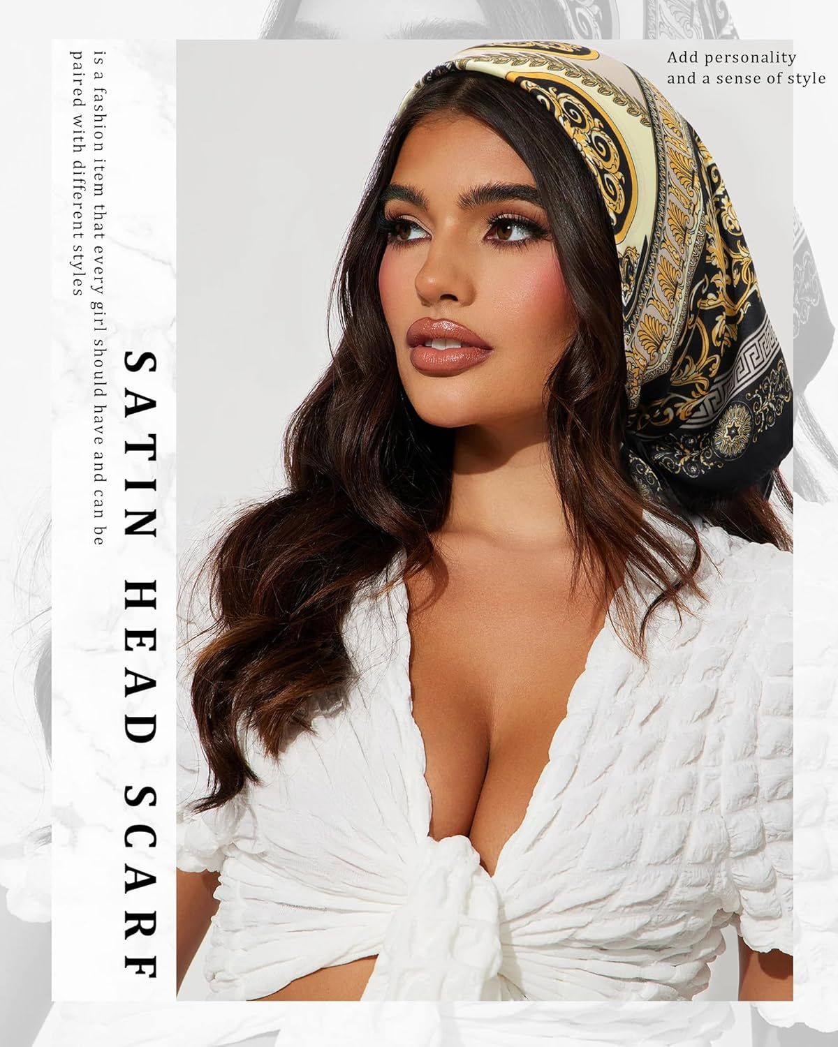 27.5” Satin Head Scar or Women Like Silk Scar Hair Bandanas Women 2Pcs Satin Neck Scar Headscar Hair Wrap