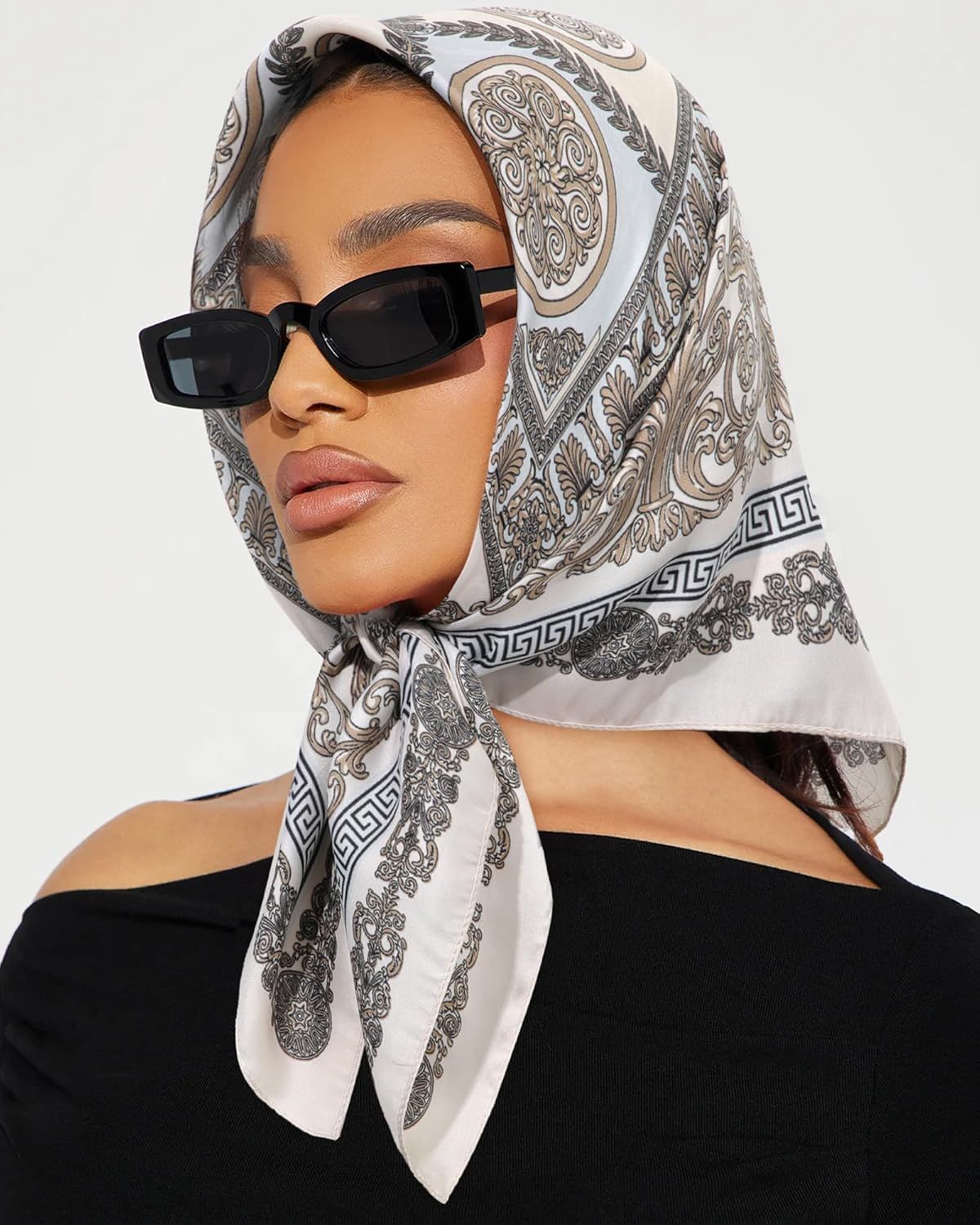 27.5” Satin Head Scar or Women Like Silk Scar Hair Bandanas Women 2Pcs Satin Neck Scar Headscar Hair Wrap