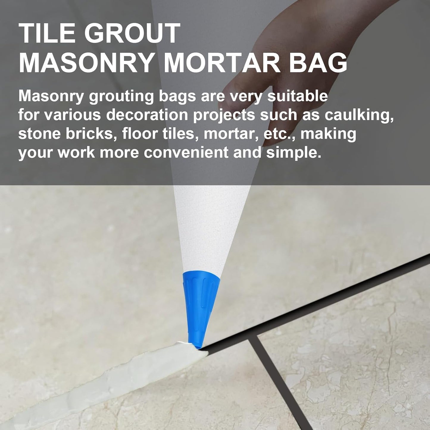 Biaungdo 2 Pack Tile Grout Masonry Mortar Bag, Heavy Duty Piping Bags Grout Sealer Bag, Blue Tip Grouting Tools for Tile Installation