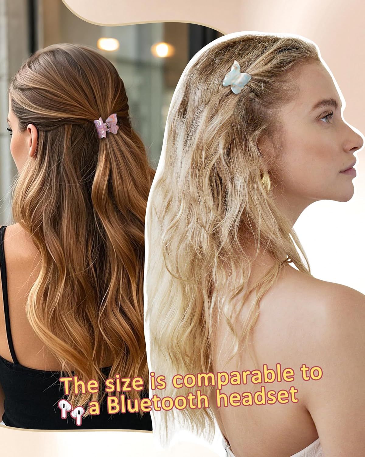 12Pcs Small Hair Clips or Women Girls Acrylic Mini Claw Clips Cute Hair Jaw Claw or Hair Styling Accessories (Butterly style)
