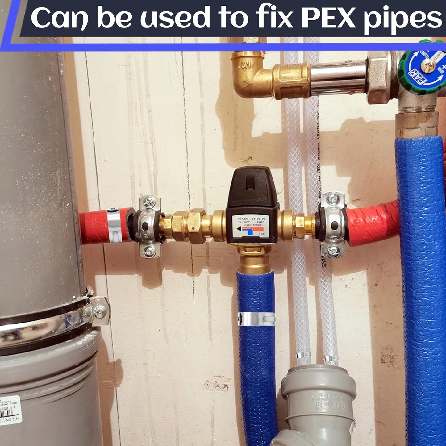 Biaungdo 50 Pcs 3/8 Inch PEX Cinch Clamps Crimp Rings, 304 Stainless Steel PEX Cinch Crimp Rings Pinch Clamps Single Ear Hose Clamp for PEX Tubing Pipe Fittings Connection