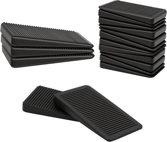 urniture Levelers, lexible Plastic Shims urniture Leveling Wedge Shims Anti-Wobble Pad or Chair Table Couch Bed Toilet or Home Improvement (Black, 20 Pack)