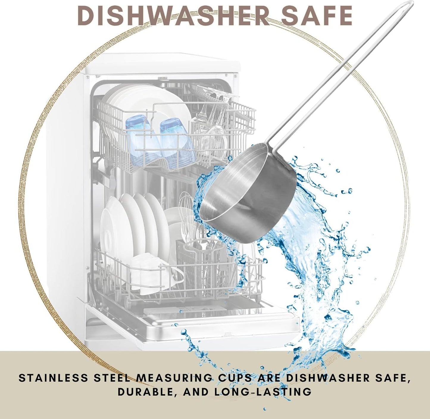 1/3 Cup Stainless Steel Measuring Cup, Long 6" Wire Loop Handle and Pour Spout | Sturdy Metal 80 ml | 80 cc | 3 oz | Single Cup or Wet and Dry Ingredients | Great or use as 1/3 Cup Dog ood Scoop
