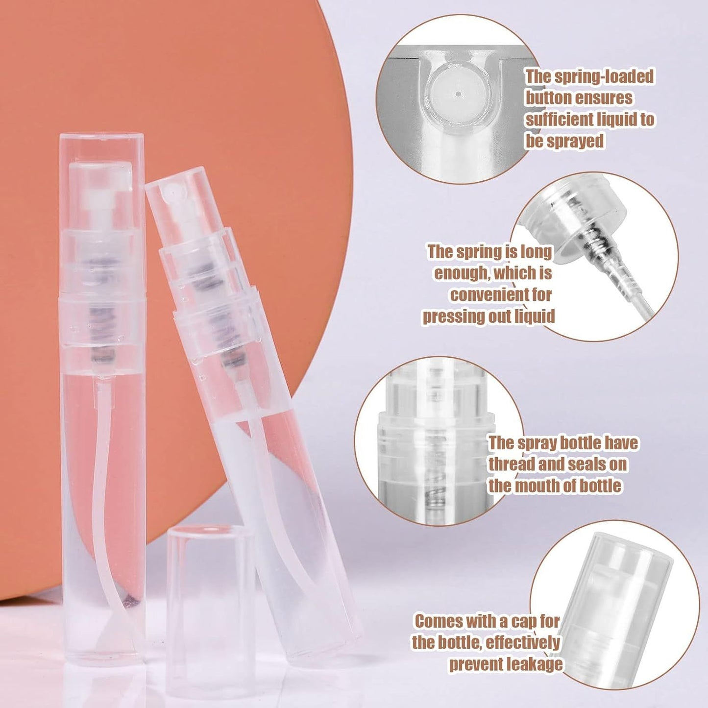 60PCS 5ml Mini Spray Bottle, Mini Clear Plastic Spray Bottle Empty, ine Mist Reillable Mini Perume Bottle, Perume Atomizer, Small Empty Sample Containers, Plastic Portable Travel Bottle