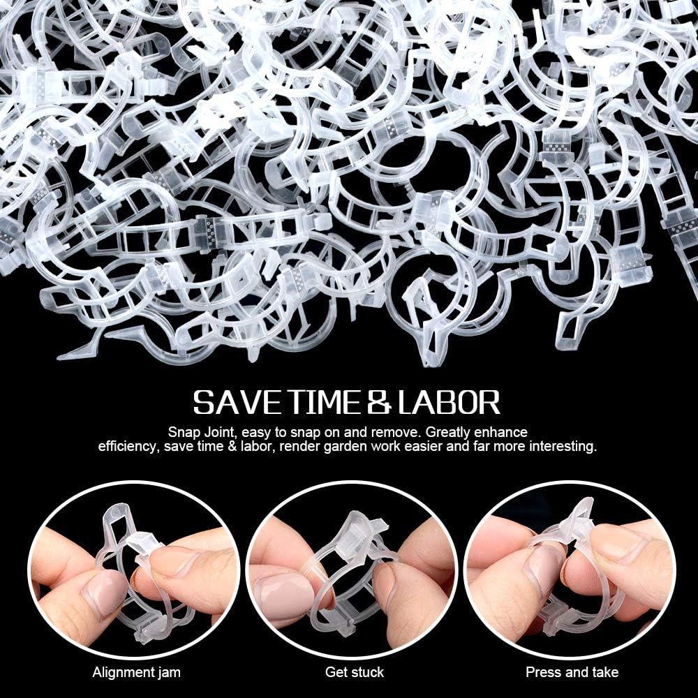 300 PCS Plant Support Clips, Plastic Garden Plant Ties, Tomato Clips Trellis or Tomato Cucumber lower Squash Vine, 1” Inner Diameter or Climbing Plants