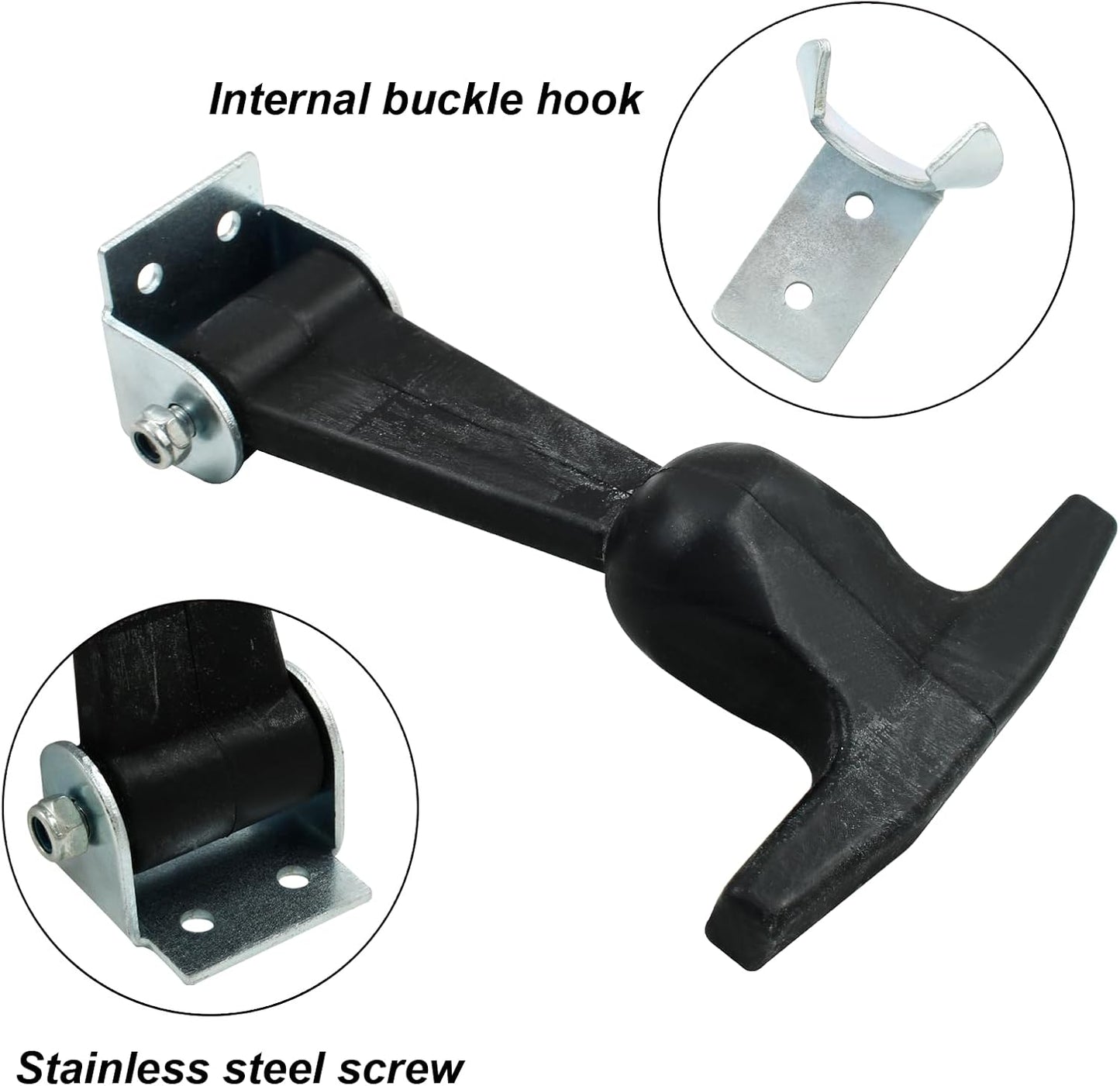 Biaungdo 2 Pcs Rubber Flexible Hood Catch, Black T-Handle Draw Latches with Brackets Stainless Steel T-Handle Hasp for Hood/Tool Box/Vehicle Engine