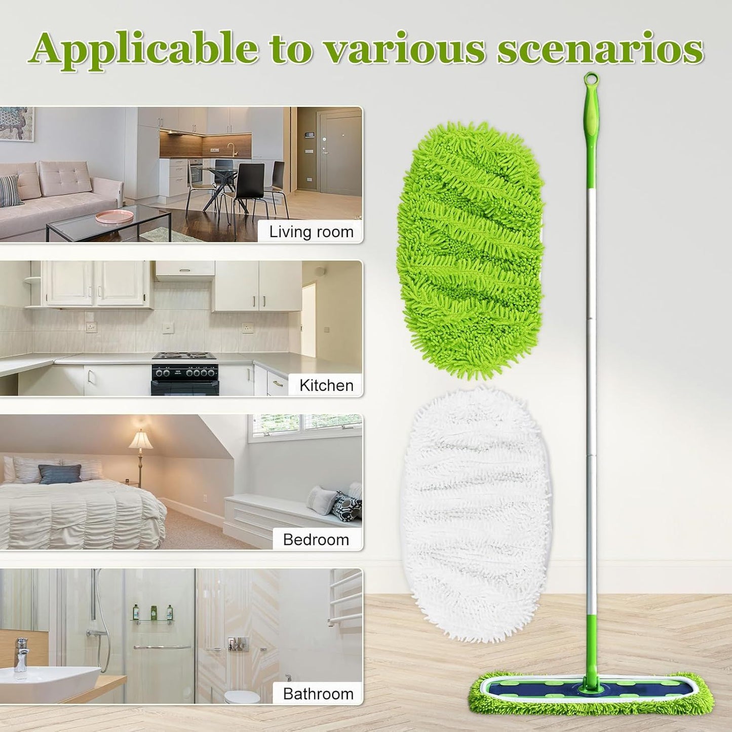 XL Mop Pads Compatible with Swier XL Sweeper, X-Large Dry Sweeping Cloths, XL Wet Pads Reills, Reusable Washable Microiber Heavy Duty Wet Mopping Cloths or Hardwood loor Cleaning, 4 Pack