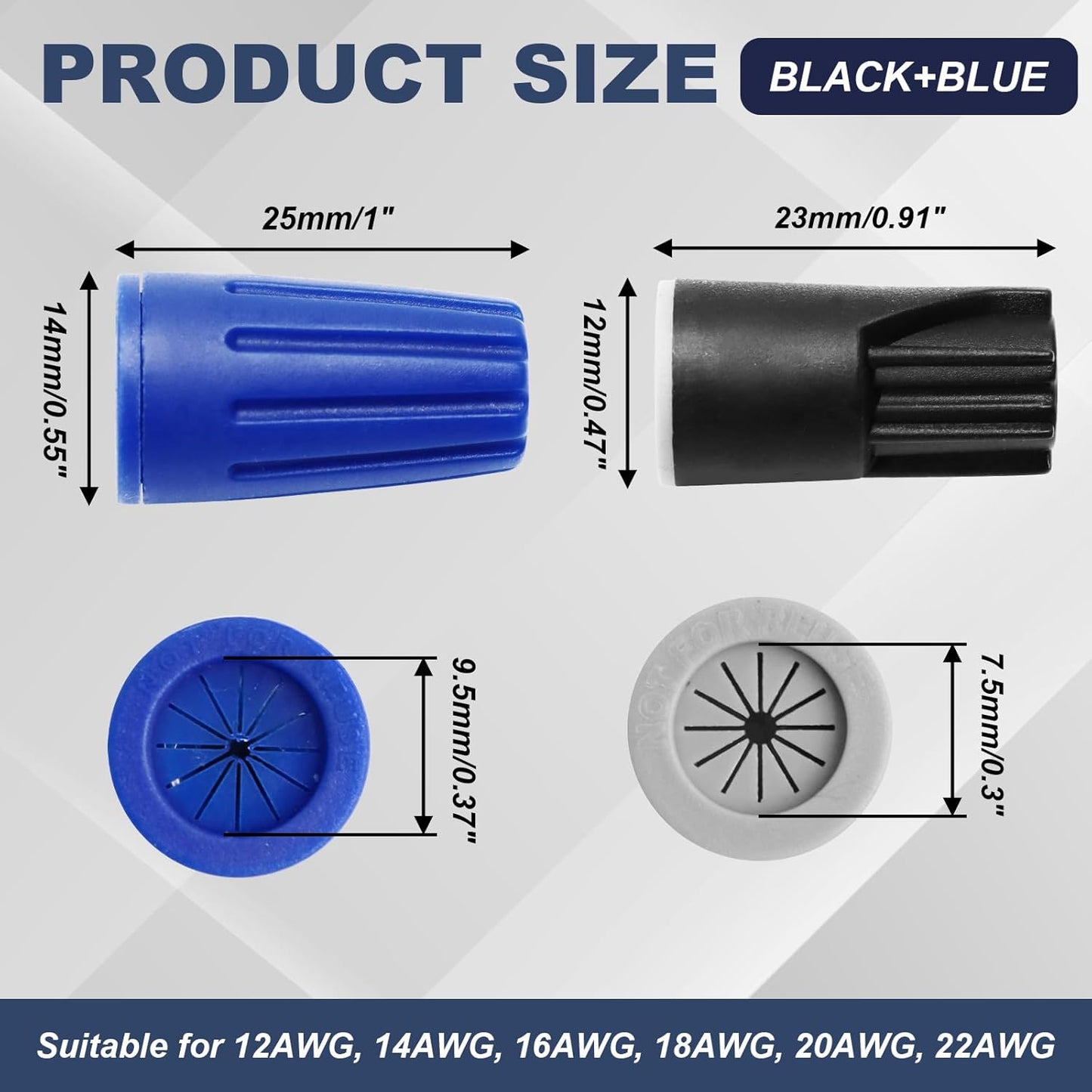 Biaungdo 40 Pcs Black and Blue Waterproof Wire Electrical Connectors, Outdoor Seal Twist Nuts Caps Cable Terminal Electrical Connectors for Outdoor Landscape Light, Irrigation Valves