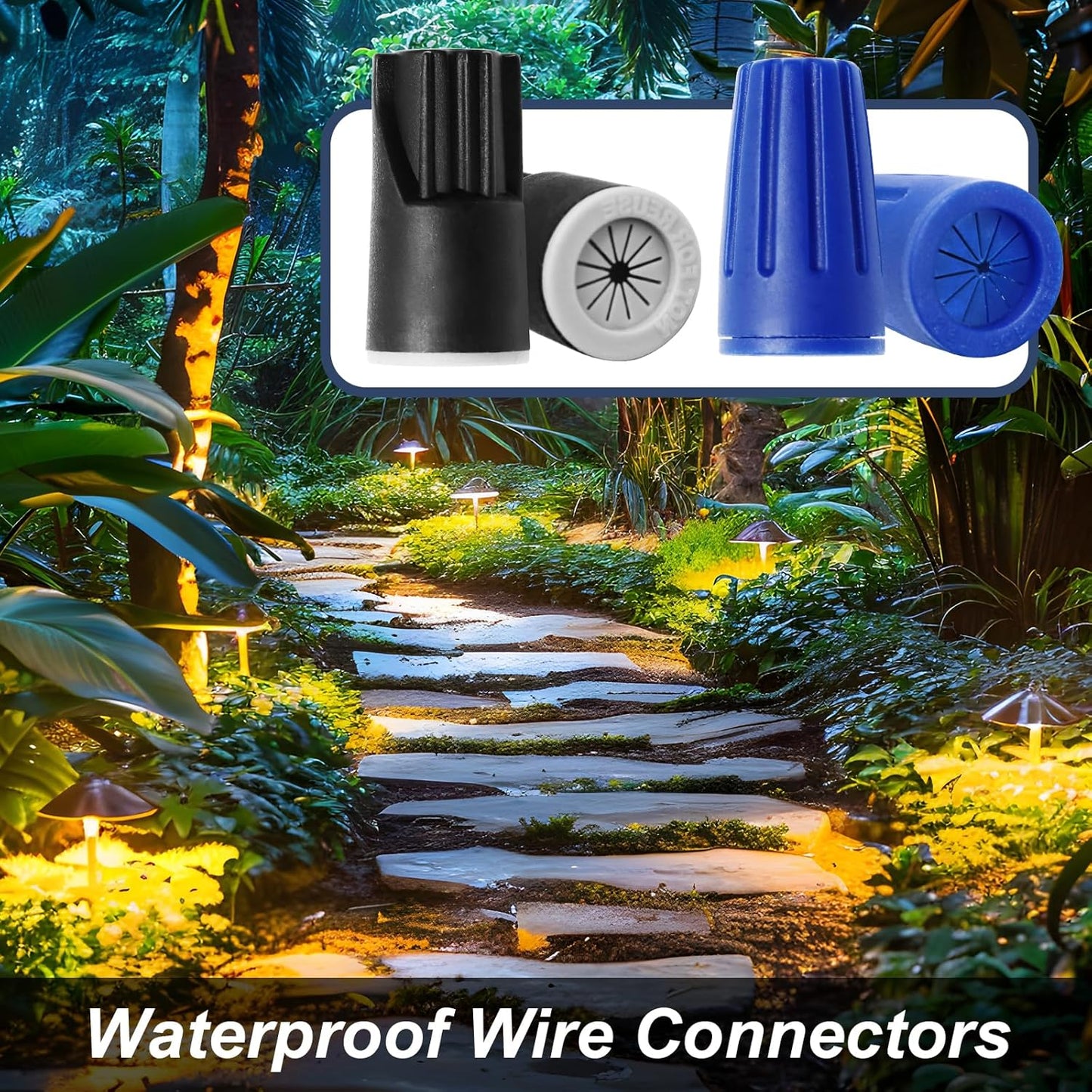Biaungdo 40 Pcs Black and Blue Waterproof Wire Electrical Connectors, Outdoor Seal Twist Nuts Caps Cable Terminal Electrical Connectors for Outdoor Landscape Light, Irrigation Valves