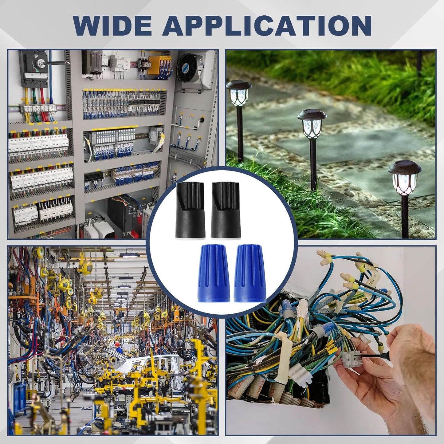 Biaungdo 40 Pcs Black and Blue Waterproof Wire Electrical Connectors, Outdoor Seal Twist Nuts Caps Cable Terminal Electrical Connectors for Outdoor Landscape Light, Irrigation Valves